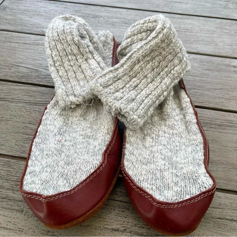 Acorn Mens Rag Cotton Leather Sock Slippers Mens Size 10.5-11.5